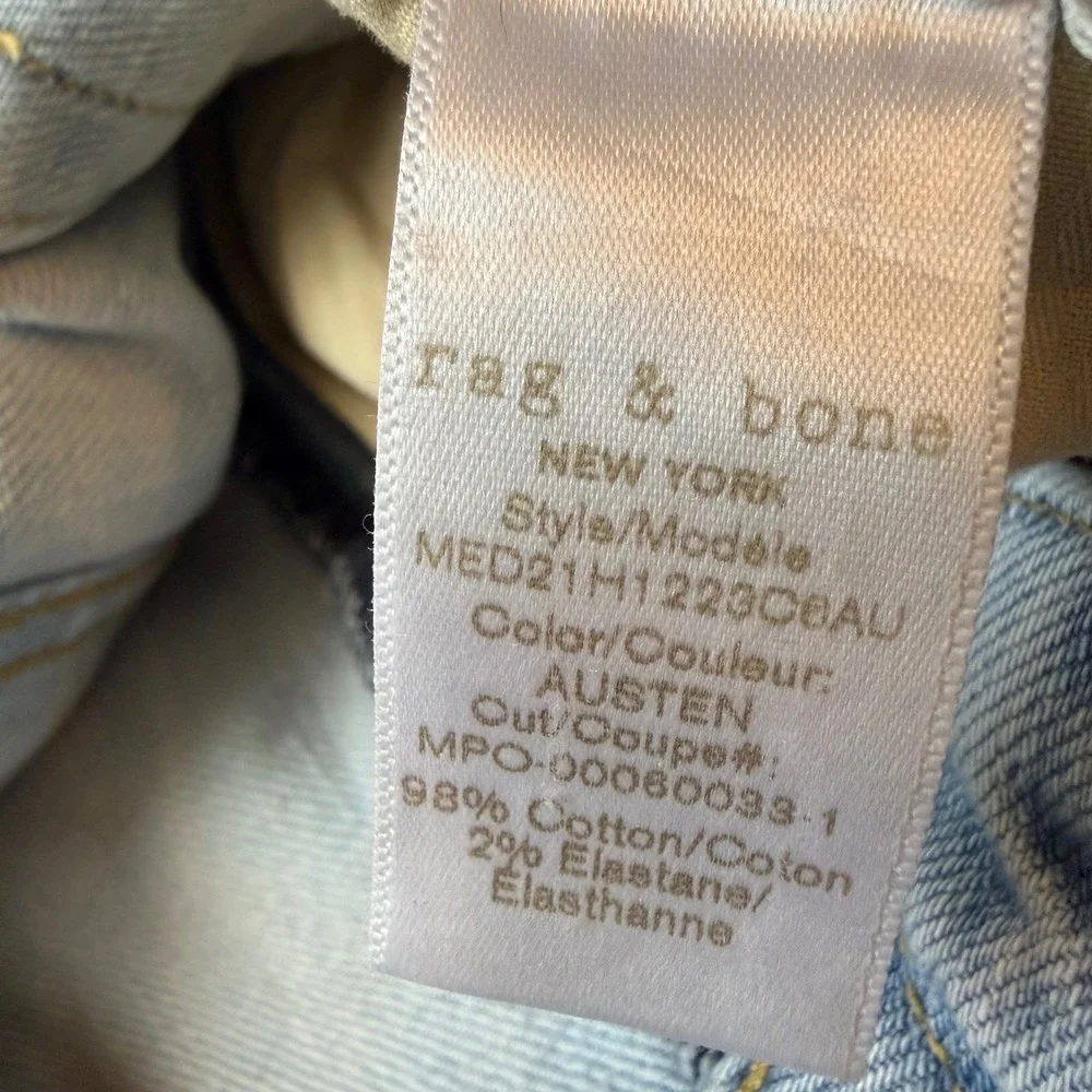 Rag & Bone Fit 2 Slim Jeans Mens 31x32 Austen Light Wash Blue MED21H1223C6AU